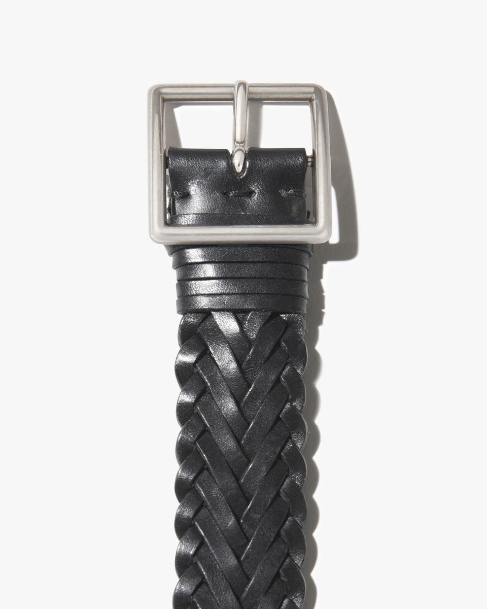 NICOLA BRAIDED BELT IN BLACK W/ SILVER BUCKLE