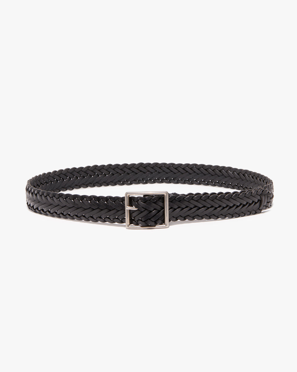NICOLA BRAIDED BELT IN BLACK W/ SILVER BUCKLE