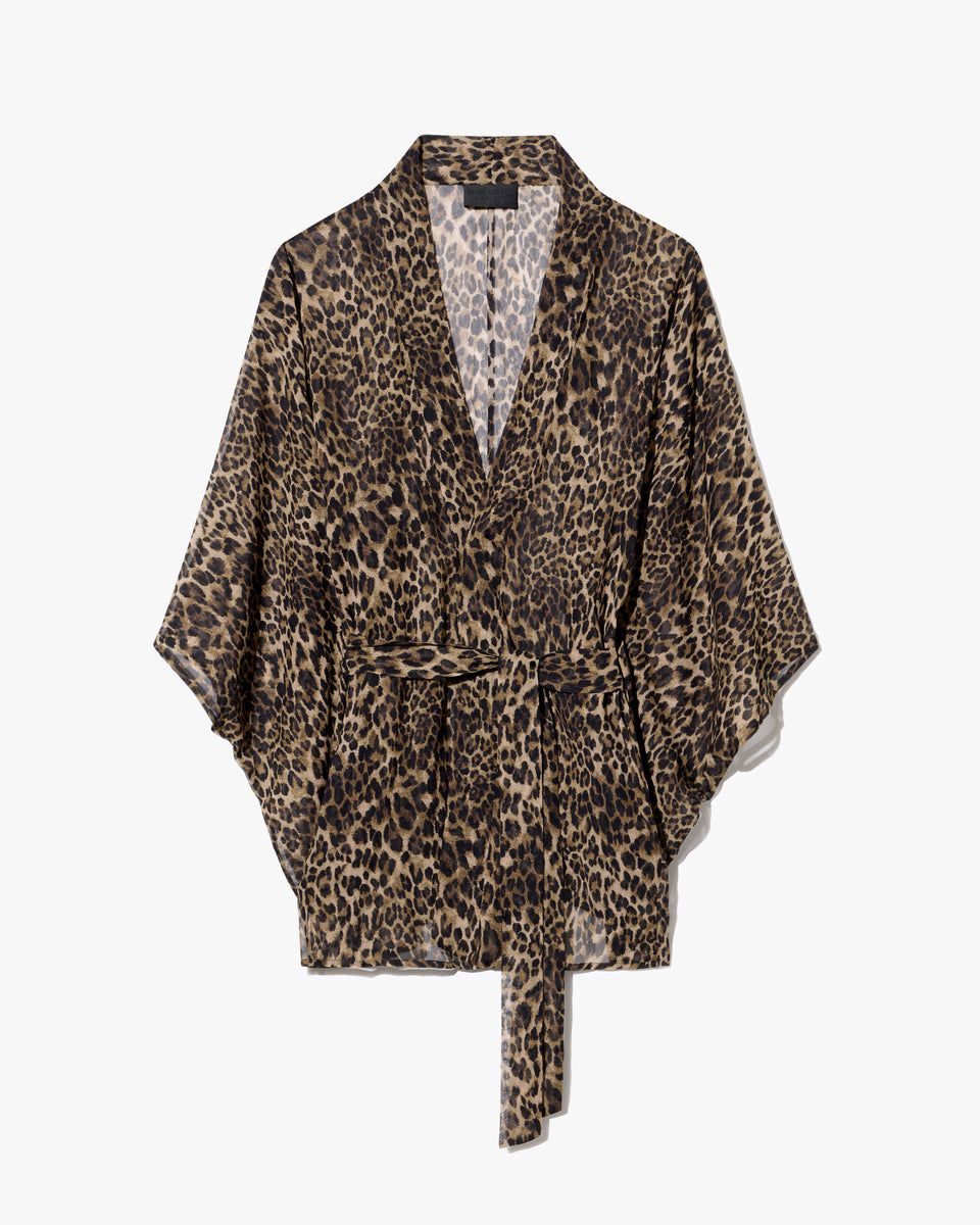KIMA SILK KIMONO IN VINTAGE LEOPARD PRINT