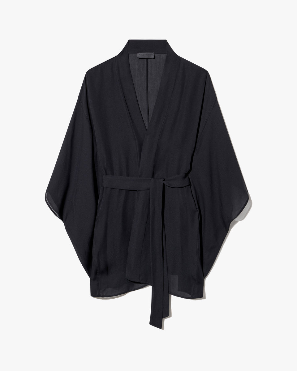 KIMA SILK KIMONO IN BLACK