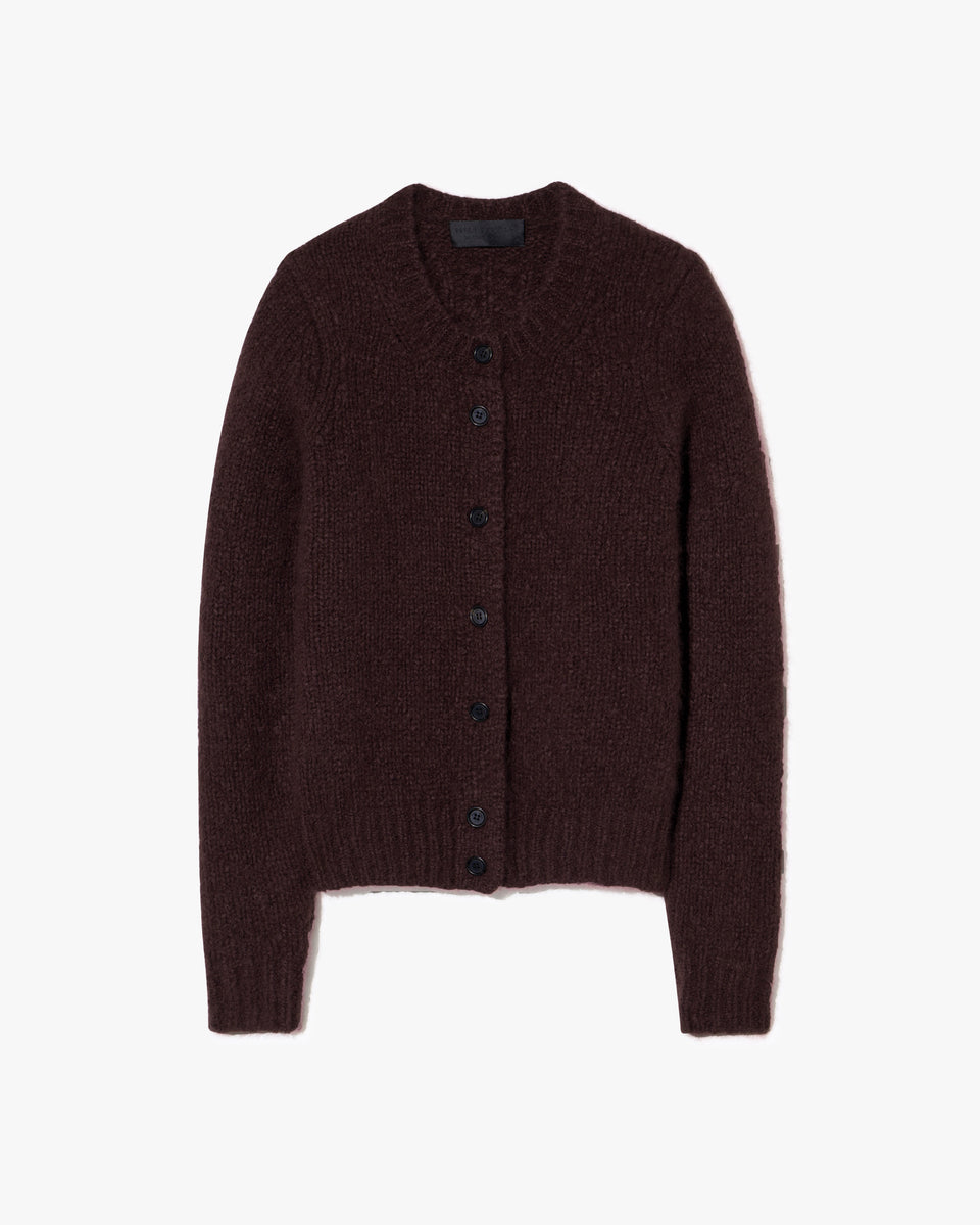 SASKIA CASHMERE CARDIGAN IN BURGUNDY
