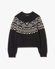 CHRISSY CASHMERE SWEATER IN BLACK FAIRISLE