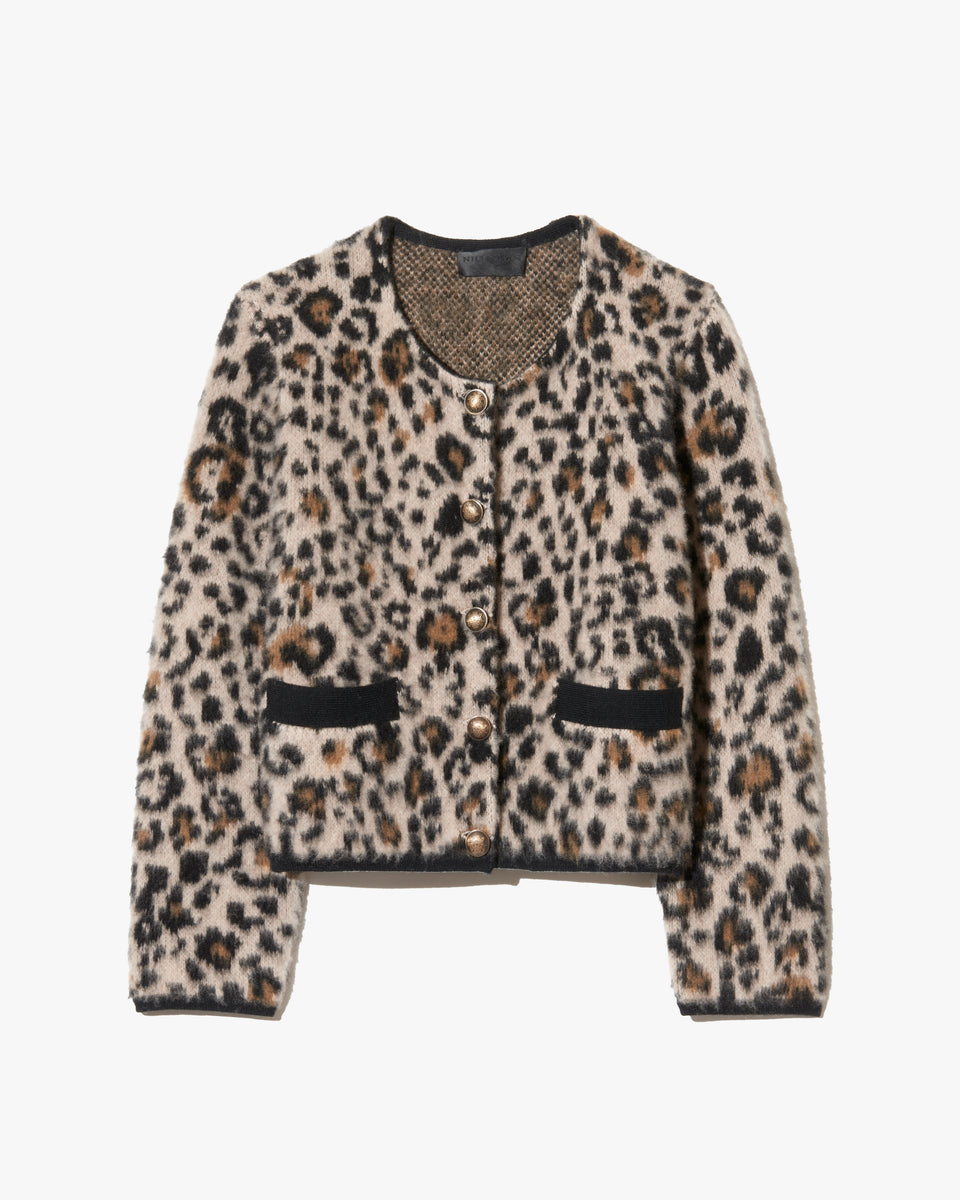 BEYTON CARDIGAN IN JUTE LEOPARD