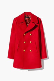 CASH WOOL PEACOAT IN RED