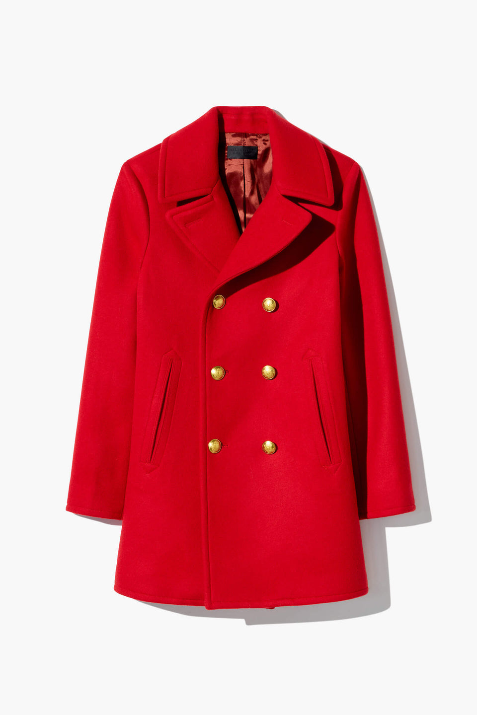CASH WOOL PEACOAT IN RED