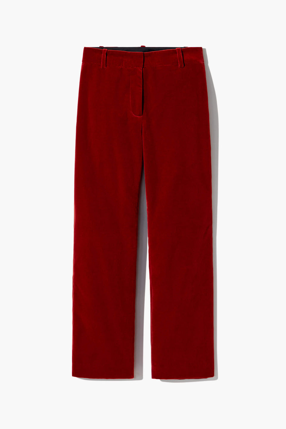 CROPPED CORETTE VELVET PANT IN CRIMSON