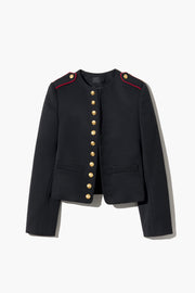 NOE SHORT WOOL JACKET IN BLACK W/ RED