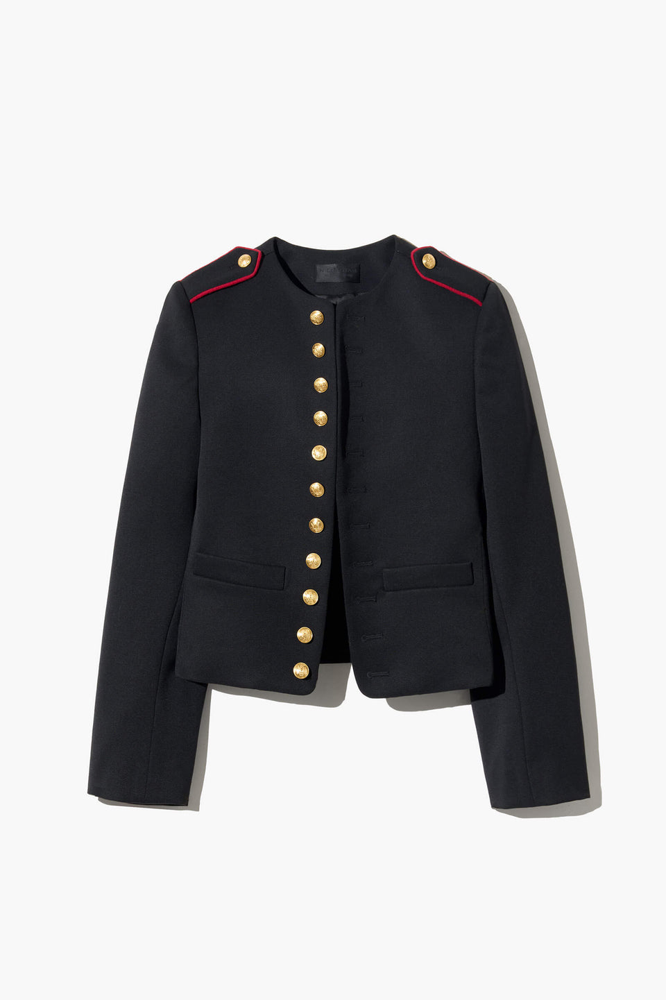NOE SHORT WOOL JACKET IN BLACK W/ RED