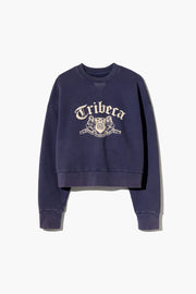 GLADYS COTTON SWEATSHIRT IN WASHED PACIFIC BLUE/IVORY