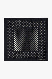 SILK TWILL DOT SCARF IN BLACK/CREAM MULTI DOT
