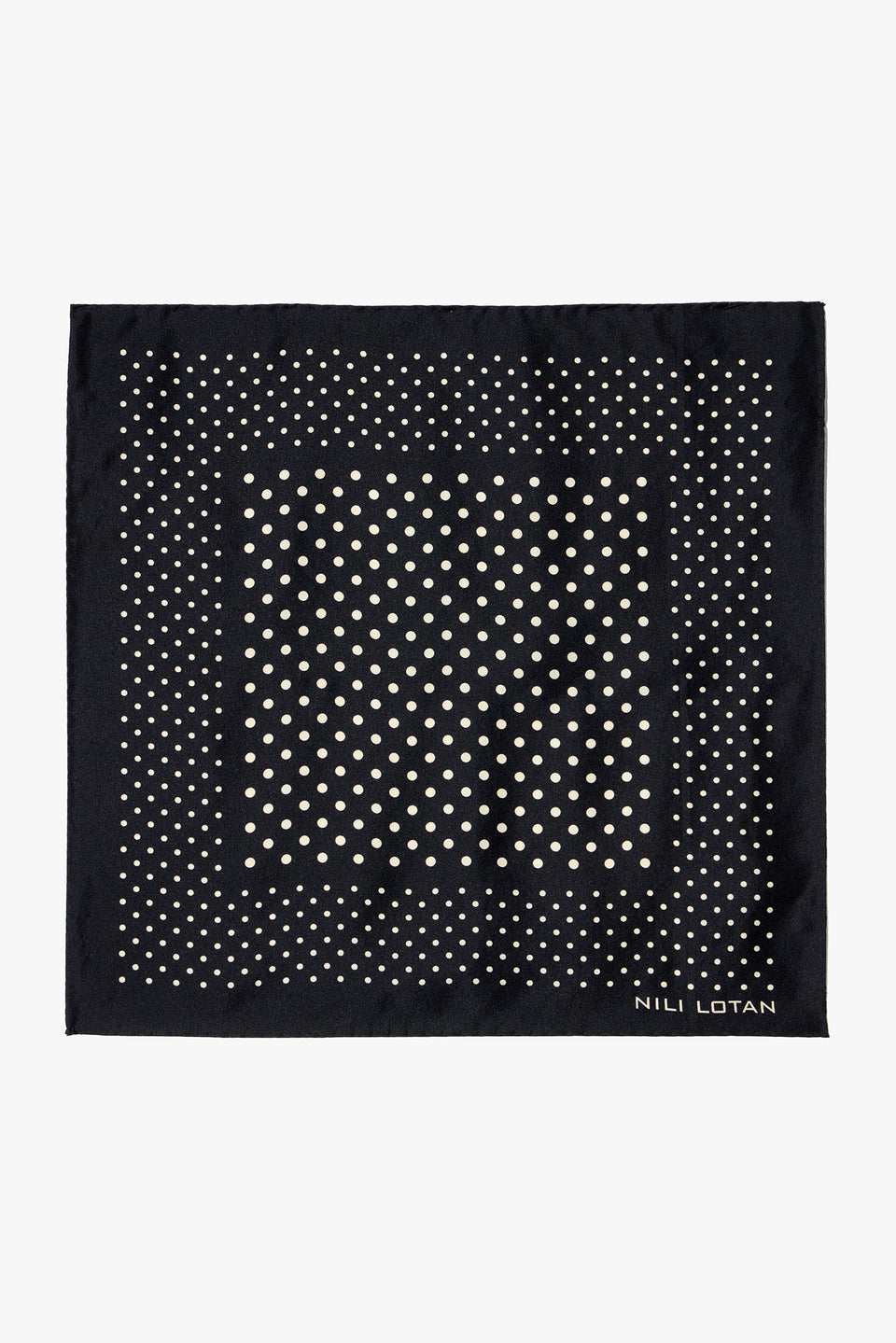 SILK TWILL DOT SCARF IN BLACK/CREAM MULTI DOT