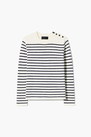 REGIS WOOL SWEATER IN IVORY/DARK NAVY STRIPE
