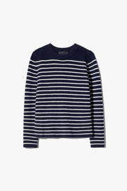 REGIS WOOL SWEATER IN DARK NAVY/IVORY STRIPE