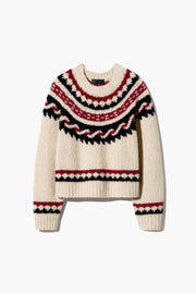 JUSTINE FAIR ISLE SWEATER IN BEIGE FAIR ISLE