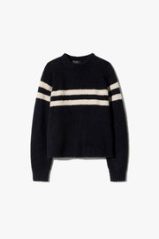 TORIN STRIPE SWEATER IN BLACK/BEIGE STRIPE