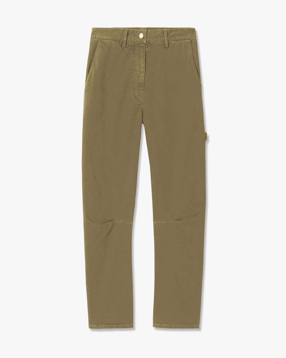 CARPENTER COTTON PANT IN OLIVE GREEN