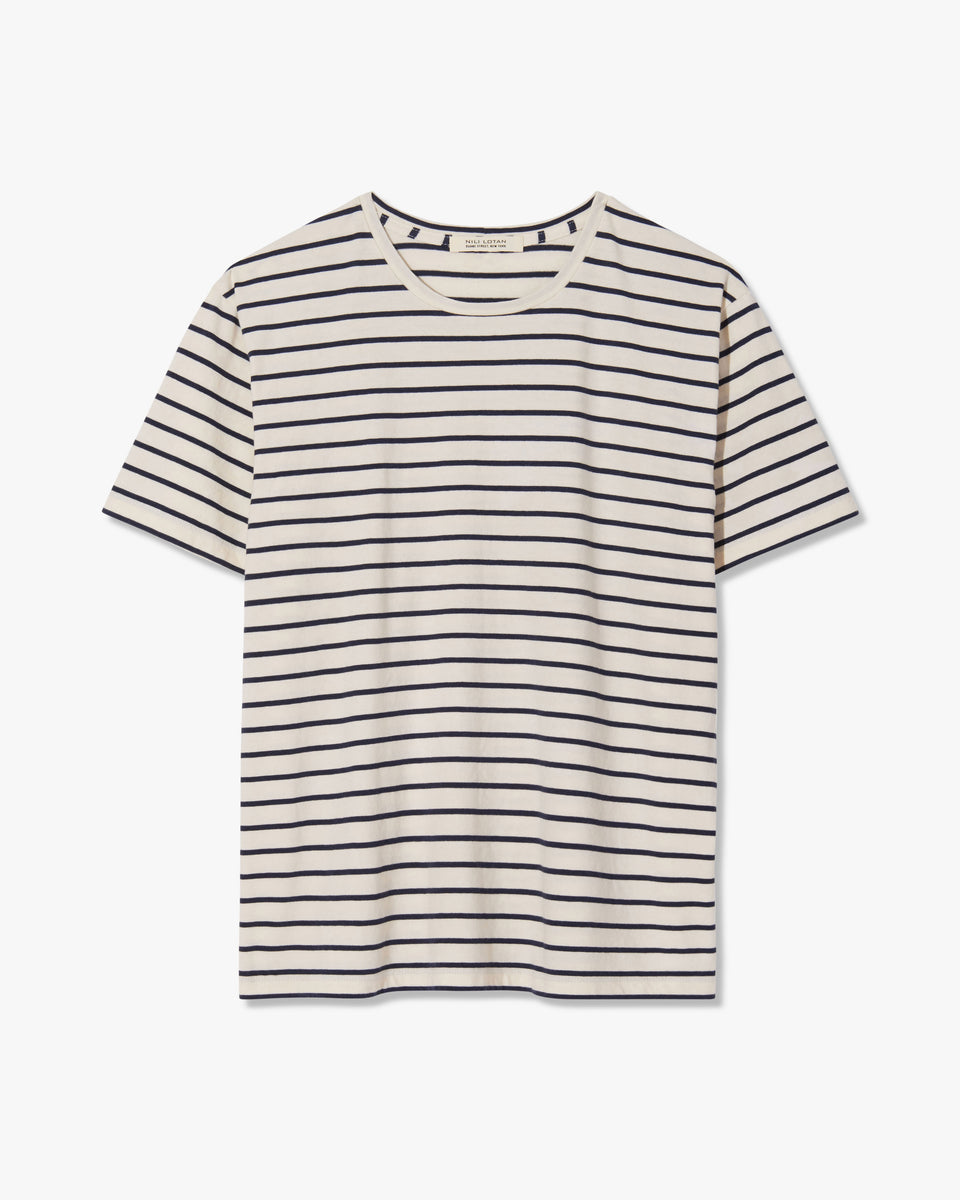 PIERRE TEE IN NAVY/IVORY STRIPE