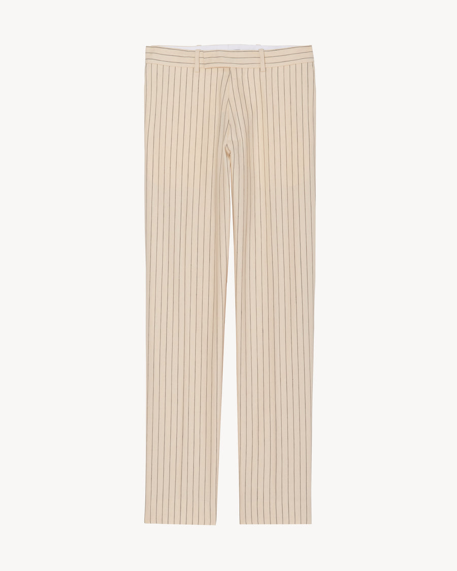 CREAM/DARK BROWN PINSTRIPE