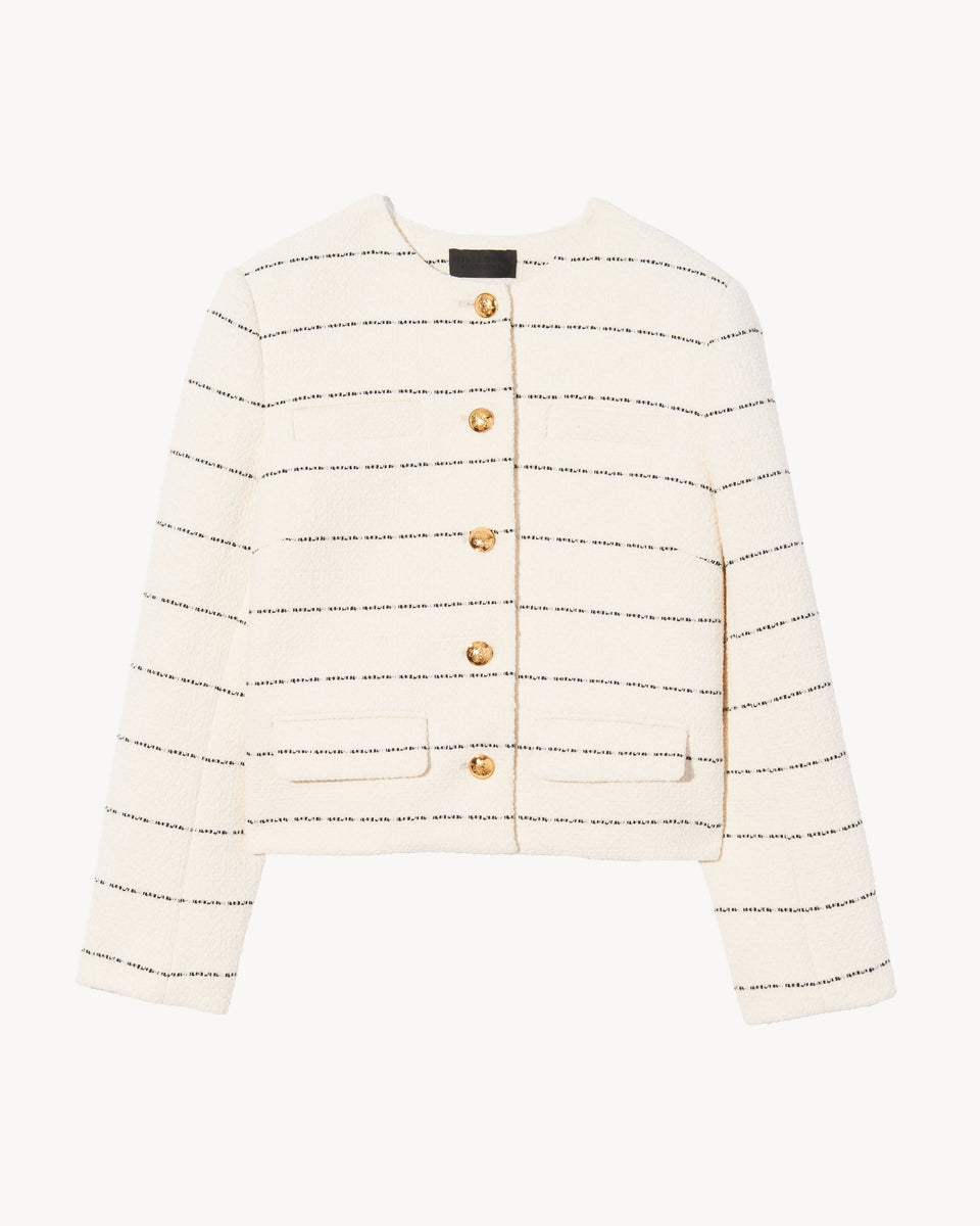 PAIGE JACKET IN BLACK/IVORY STRIPE
