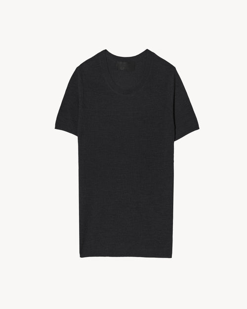 HETTIE SILK KNIT TEE IN BLACK
