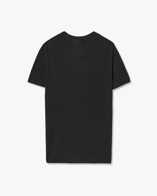 HETTIE SILK KNIT TEE IN BLACK