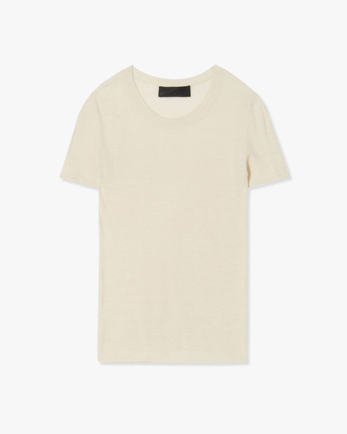HETTIE SILK KNIT TEE IN IVORY