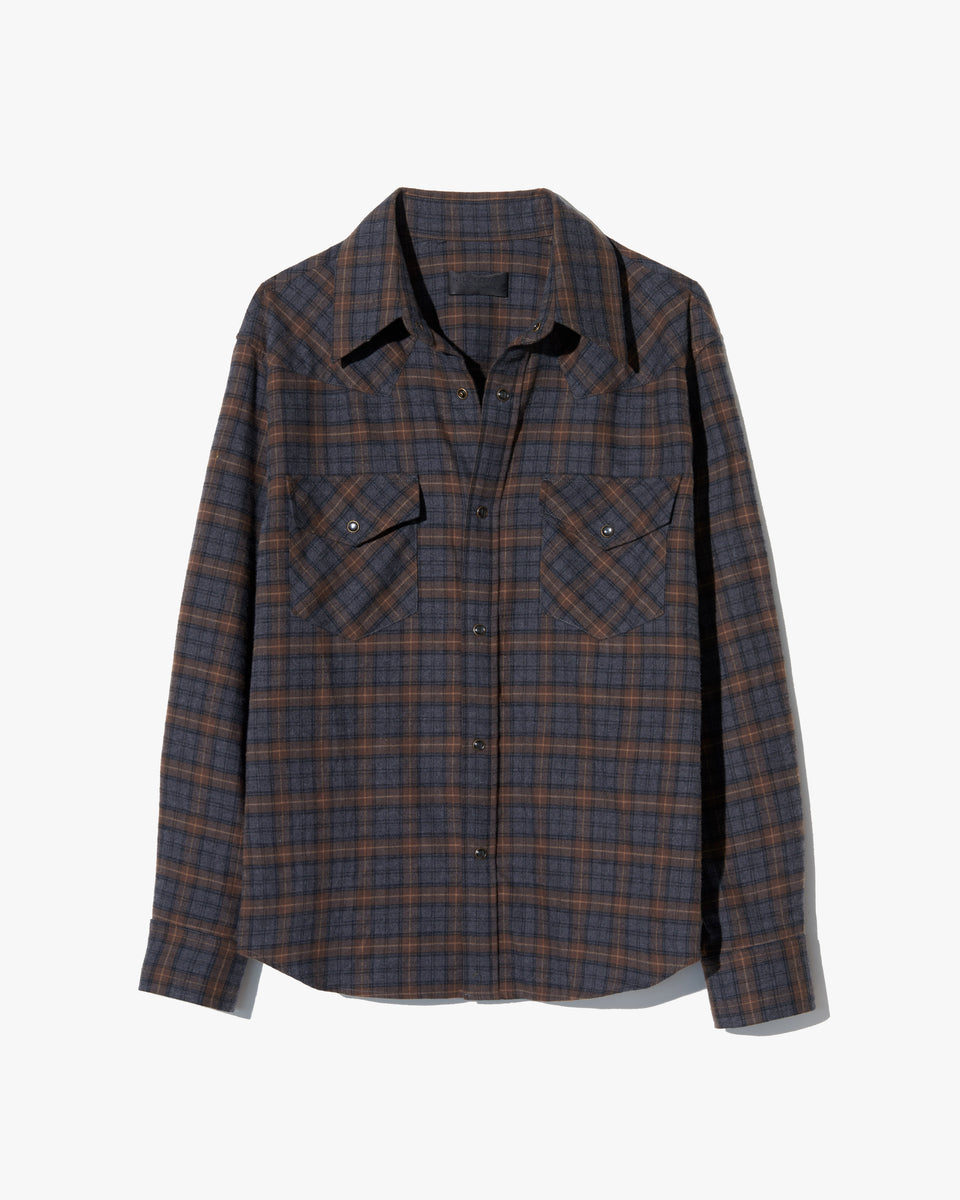 TRAVIS BUTTON UP SHIRT IN HAZELNUT/GRAPHITE PLAID