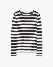 LONG SLEEVE SHIRT IN NAVY/IVORY STRIPE