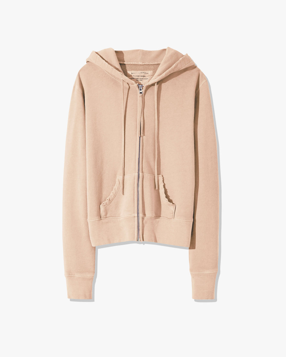 CALLIE ZIP UP HOODIE IN DUSTY PEACH