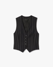 ANGELINA VEST IN BLACK PINSTRIPE