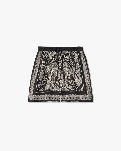 FRANCES SILK SHORT IN BLACK/IVORY PAISLEY SCARF
