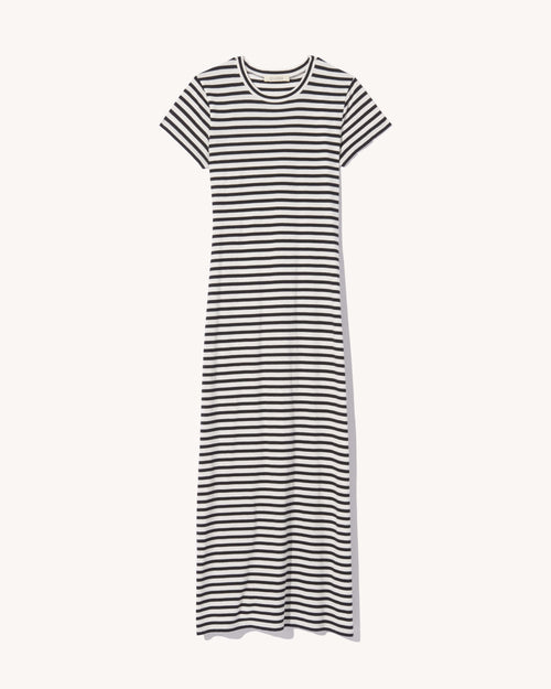LUCINDA DRESS IN BLACK/IVORY STRIPE