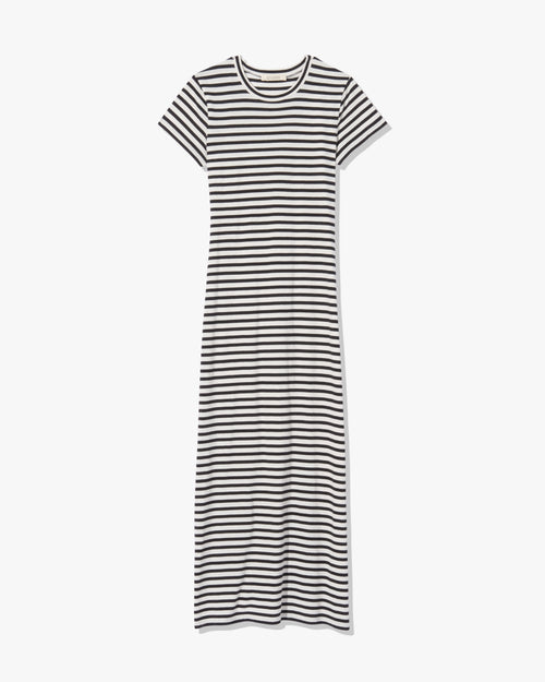 LUCINDA DRESS IN BLACK/IVORY STRIPE