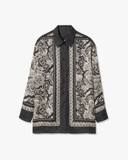 ALFIE SILK SHIRT IN BLACK/IVORY PAISLEY SCARF