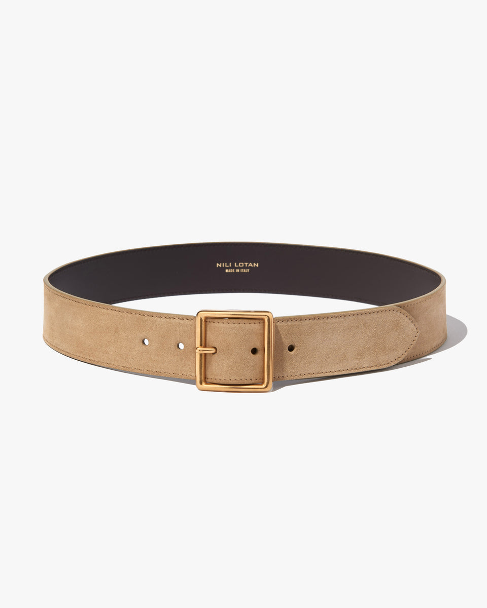 MARCELA BELT IN KHAKI W/ ANTIQUE GOLD BUCKLE