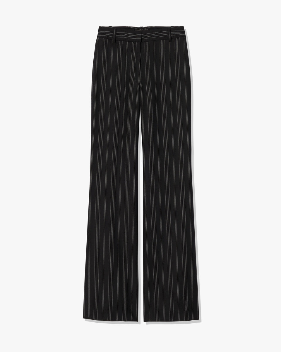EFFY WOOL PANT IN BLACK PINSTRIPE