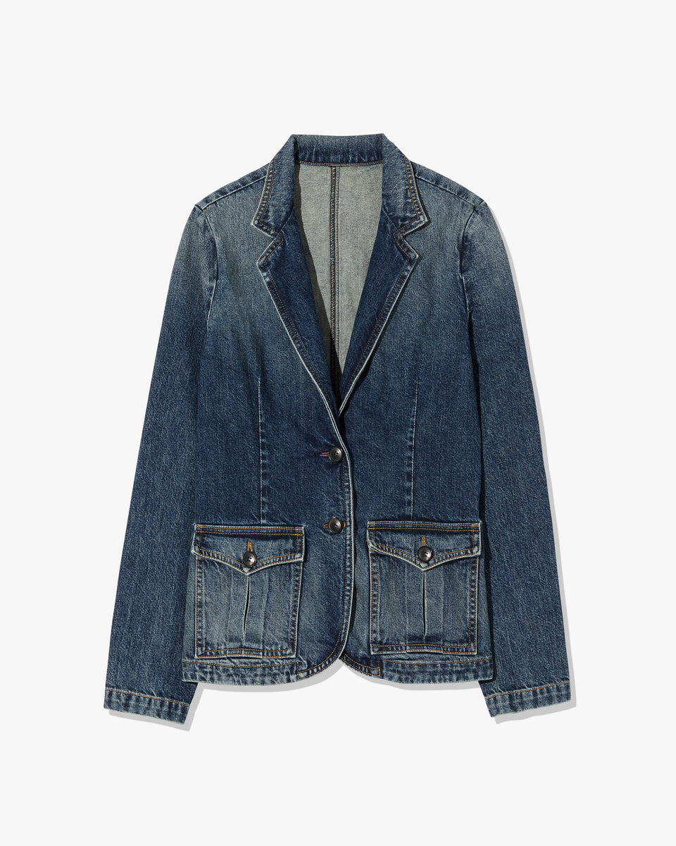 ELTON DENIM BLAZER IN SIMON WASH