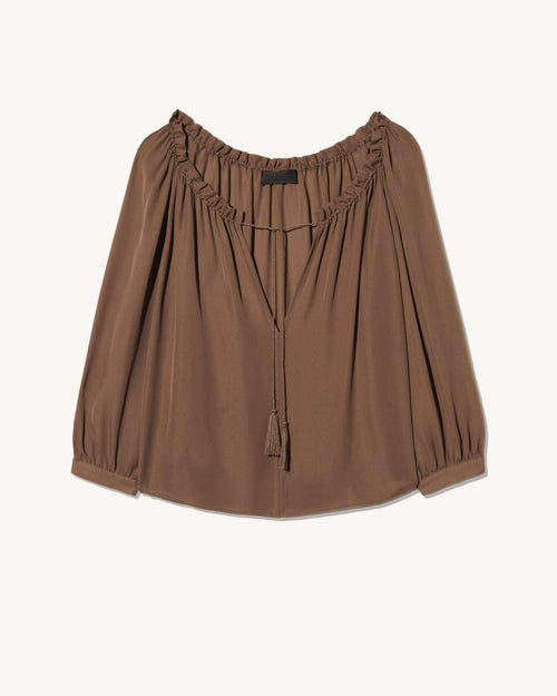 CARLEY SILK BLOUSE IN TAUPE