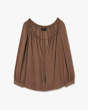 CARLEY SILK BLOUSE IN TAUPE