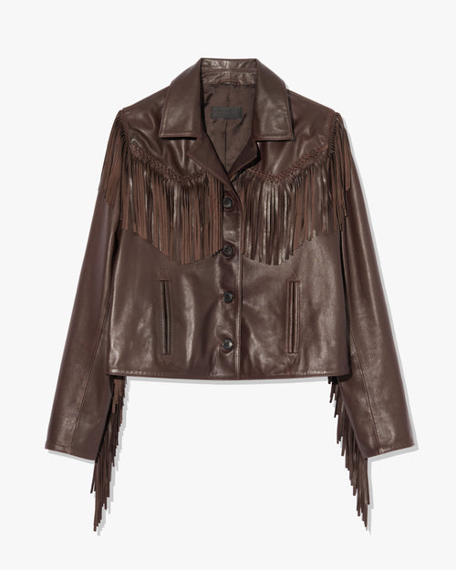 ELOI LEATHER JACKET IN DARK BROWN