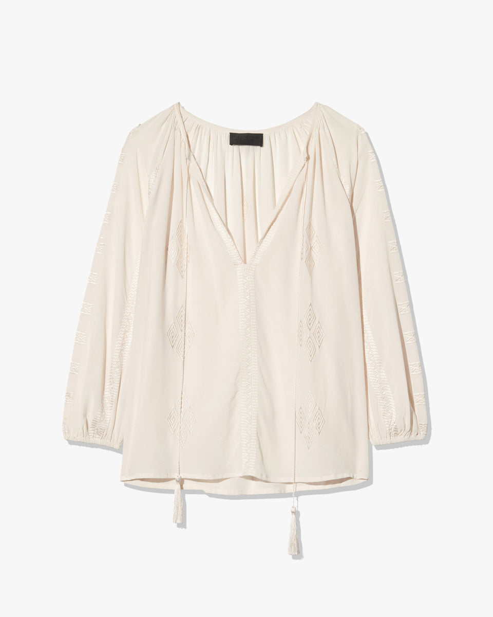 CRISTO SILK BLOUSE IN IVORY