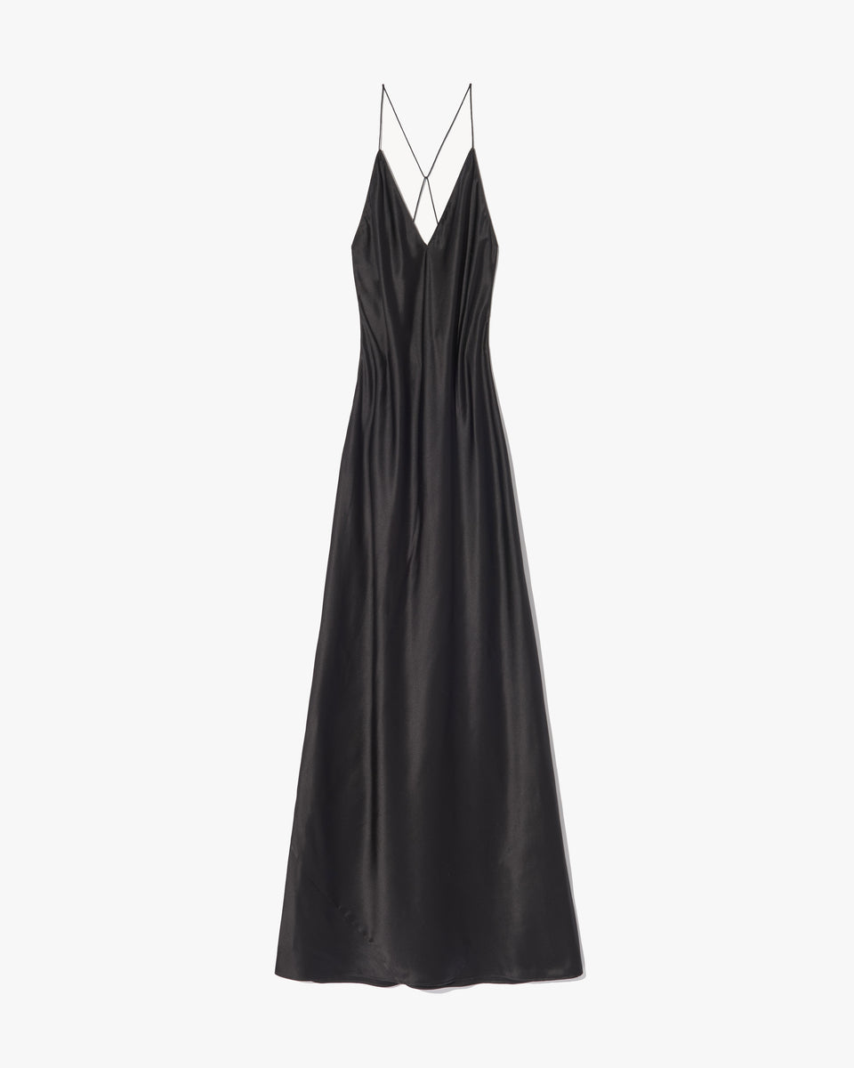 IRA SILK GOWN IN BLACK