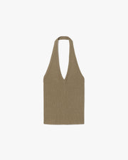 IVEY SILK HALTER IN MILITARY GREEN