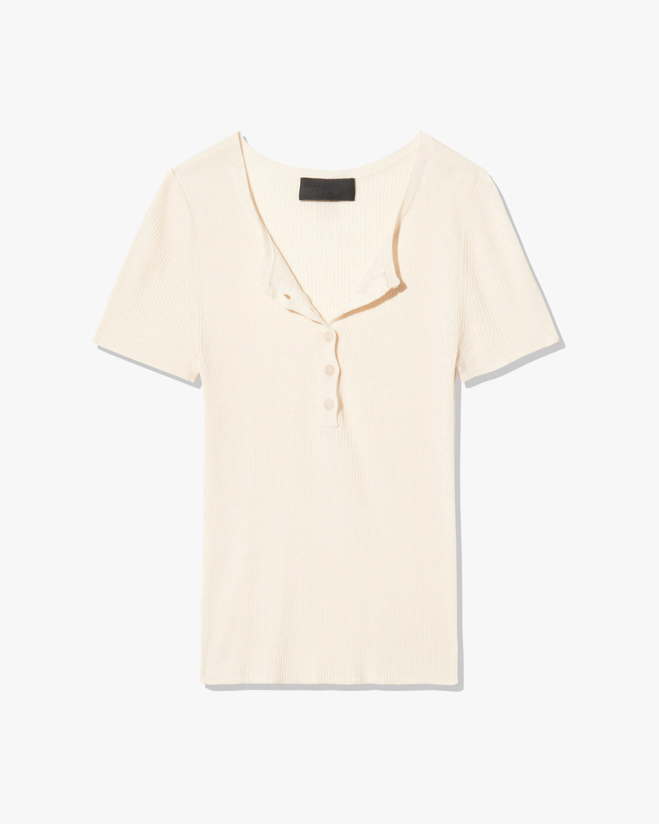 FRANCENE SILK KNIT SWEATER IN IVORY