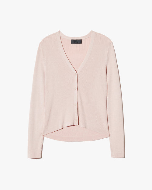 NARI SILK CARDIGAN IN LIGHT BLUSH