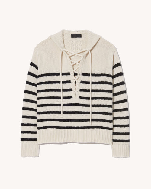 NOEMI CASHMERE SWEATER IN IVORY/BLACK STRIPE