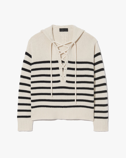 NOEMI CASHMERE SWEATER IN IVORY/BLACK STRIPE