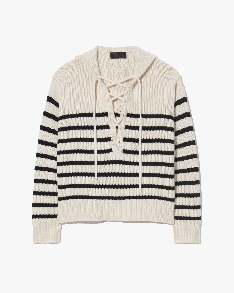NOEMI SWEATER IN IVORY/BLACK STRIPE