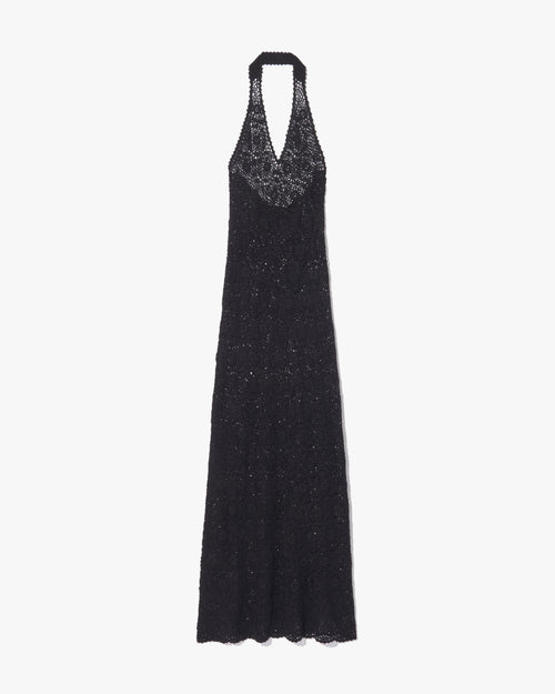 EDDIE KNIT HALTER DRESS IN BLACK