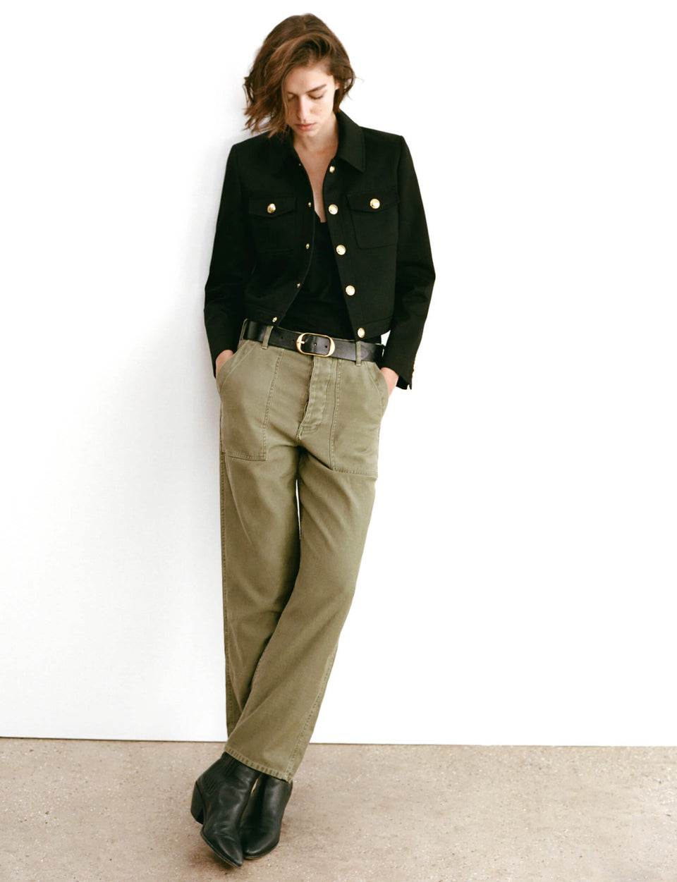 Nili Lotan Women's Earl Cotton Pant Olive Fatigue, 12